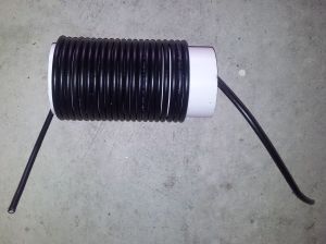 Ugly Balun cable coiled and threaded, but no termination